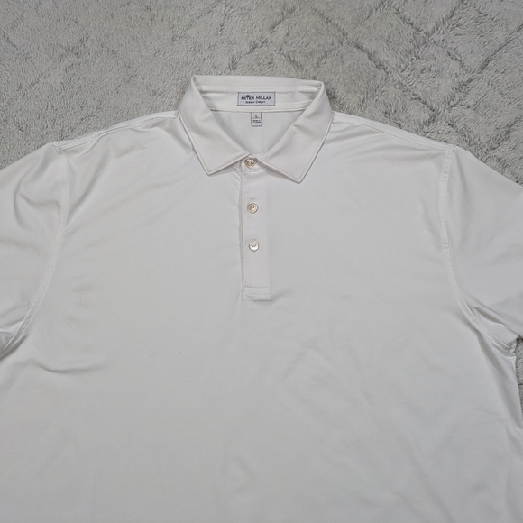 Peter Millar Shirt Mens L White Polo Solid Performance Jersey Summer Comfort - Picture 2 of 10